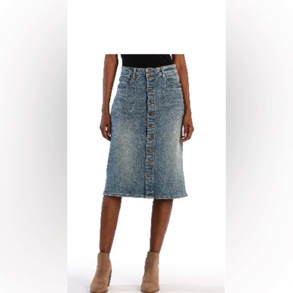 Kut from the Kloth - Rose Denim Midi Skirt - New, never worn - SZ 12